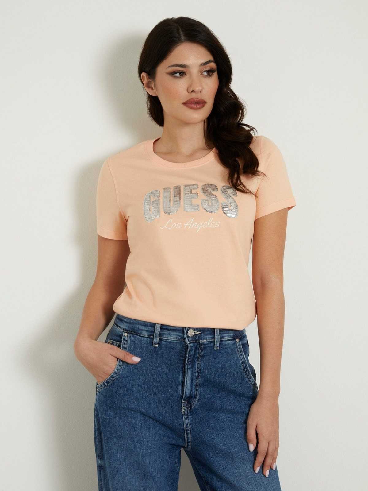 Guess Jeans Glitter Logo T Shirt